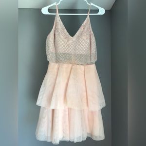 Teeze me Semi Formal dress, size 7, pale pink and silver sparkle